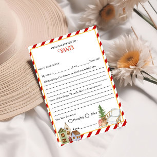 Letter to Santa for kids Santa Christmas game card