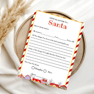Letter to Santa for kids Santa Christmas game card