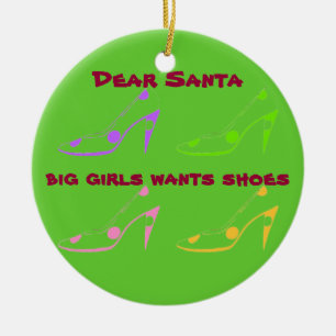 Letter to Santa for Women Who Love Shoes Ceramic Ornament