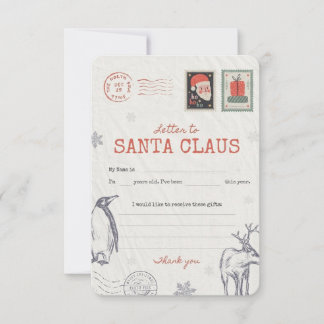🎅Letter to Santa | Printable Christmas Wish List  Invitation