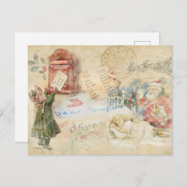 "Letter to Santa" Vintage Holiday Postcard (Front/Back)