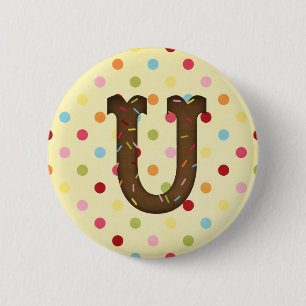 Letter U 6 Cm Round Badge