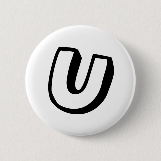 Letter U 6 Cm Round Badge (Front)