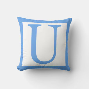Letter U Baby Blue Border Cushion