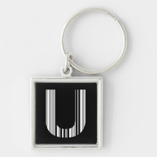 LETTER U BAR CODE First Initial Barcode Pattern Key Ring