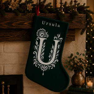Letter U Botanical Monogram Personalised Stocking