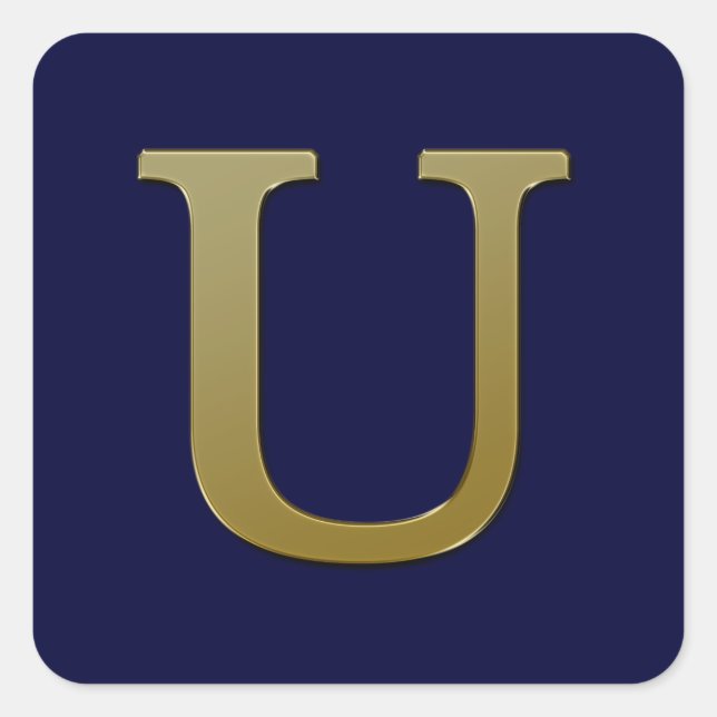 Letter U Gold Square Sticker (Front)