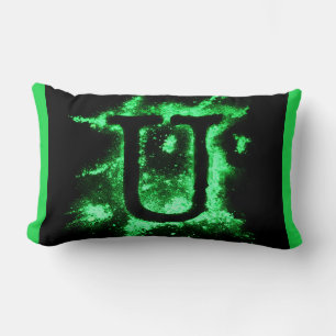 Letter U Green Capital Alphabet Lumbar Cushion