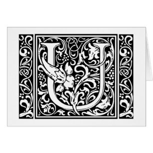 Letter U Mediaeval Monogram Art Nouveau