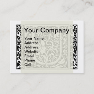 Letter U Mediaeval Monogram Art Nouveau Business Card