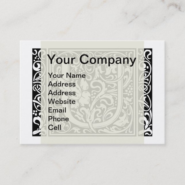 Letter U Mediaeval Monogram Art Nouveau Business Card (Front)