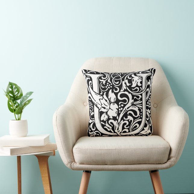Letter U Mediaeval Monogram Art Nouveau Cushion (Chair)