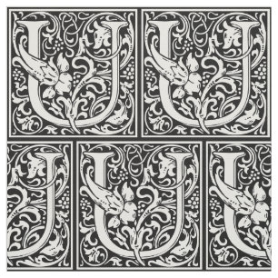 Letter U Mediaeval Monogram Art Nouveau Fabric