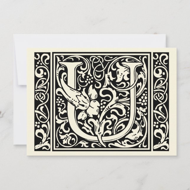 Letter U Mediaeval Monogram Art Nouveau Invitation (Front)
