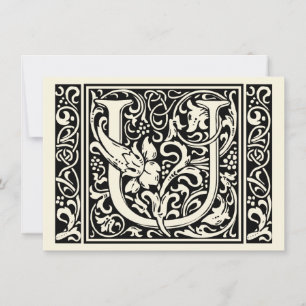 Letter U Mediaeval Monogram Art Nouveau Invitation