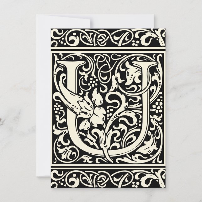 Letter U Mediaeval Monogram Art Nouveau Invitation (Front)