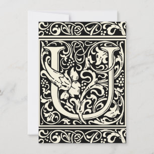 Letter U Mediaeval Monogram Art Nouveau Invitation