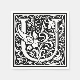 Letter U Mediaeval Monogram Art Nouveau Napkin