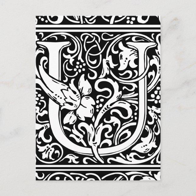 Letter U Mediaeval Monogram Art Nouveau Postcard (Front)