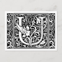 Letter U Mediaeval Monogram Art Nouveau