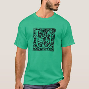 Letter U Mediaeval Monogram Art Nouveau T-Shirt