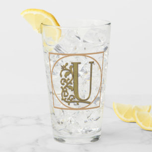 LETTER U MONOGRAM Beautiful Wedding New Home Gift Glass