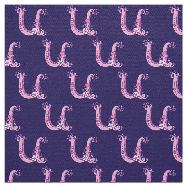 Letter U monogram decorative text custom fabric (Swatch)