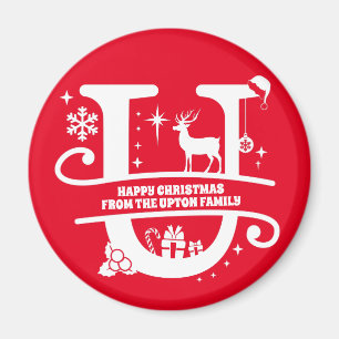 Letter U Monogram Initial Family Name Greeting Magnet
