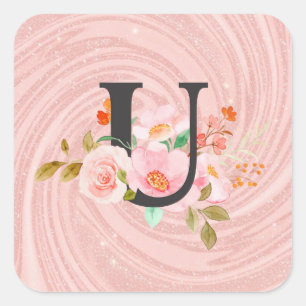 Letter U Square Sticker