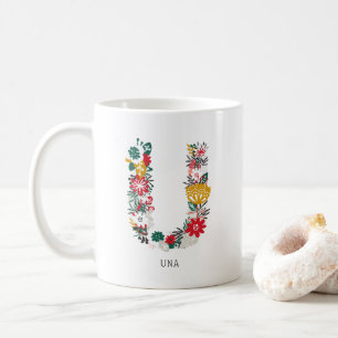 Letter U Whimsical Floral Letter Monogram I Mug