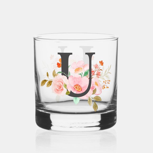 Letter U Whiskey Glass (Front)