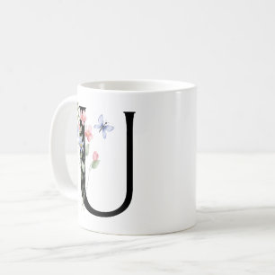 Letter U with flowers Coffee Mug