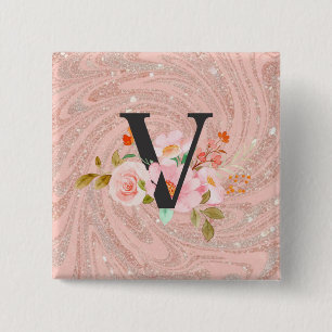 Letter V 15 Cm Square Badge