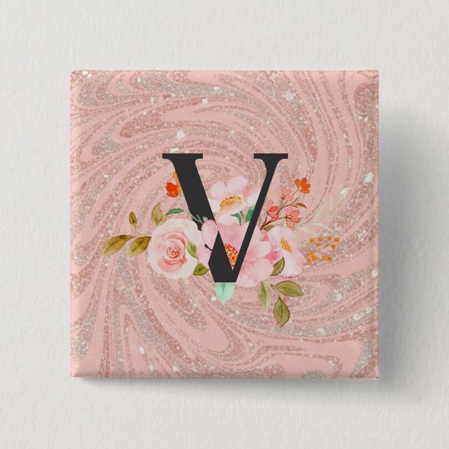Letter V 15 Cm Square Badge (Front)
