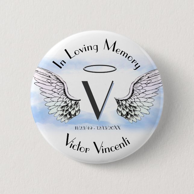 Letter V | Add Name | Memorial 6 Cm Round Badge (Front)