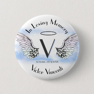 Letter V Add Name Memorial 6 Cm Round Badge