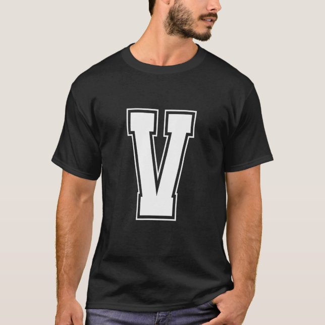 Letter V  Alphabet Bold Capital Upper Case Initial T-Shirt (Front)