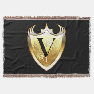 Letter V Capital Alphabet Throw Blanket