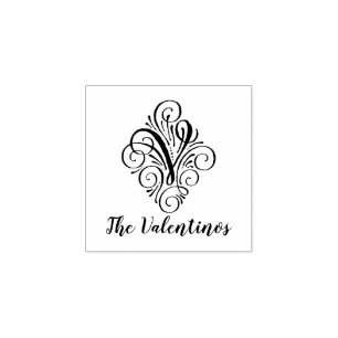 Letter V Initial Elegant Flourish Monogram Name Rubber Stamp