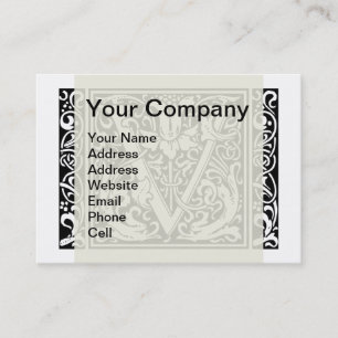 Letter V Mediaeval Monogram Art Nouveau Business Card