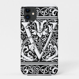 Letter V Mediaeval Monogram Art Nouveau iPhone 11 Case
