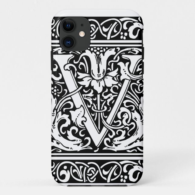 Letter V Mediaeval Monogram Art Nouveau Case-Mate iPhone Case (Back)