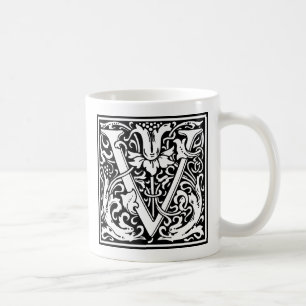 Letter V Mediaeval Monogram Art Nouveau Coffee Mug