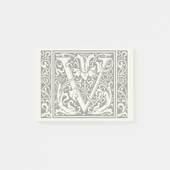 Letter V Mediaeval Monogram Art Nouveau Post-it Notes (Front)