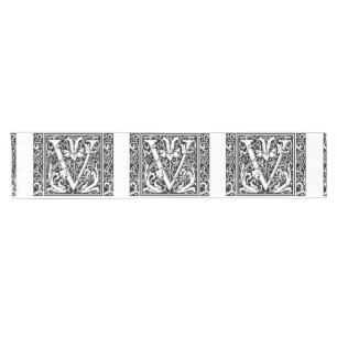 Letter V Mediaeval Monogram Art Nouveau Short Table Runner
