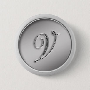 "Letter V" Monogram 6 Cm Round Badge
