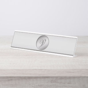 "Letter V" Monogram Desk Name Plate