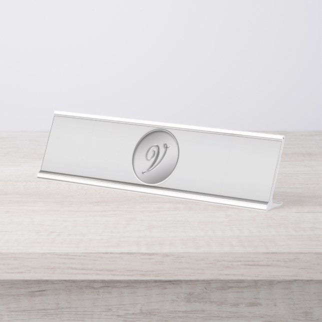 "Letter V" Monogram Desk Name Plate (Front)