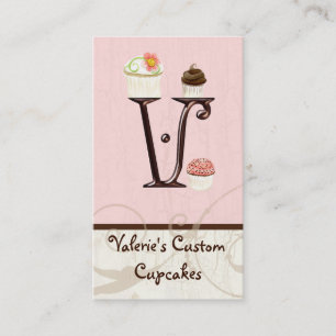 Letter V Monogram Dessert Bakery Business Cards
