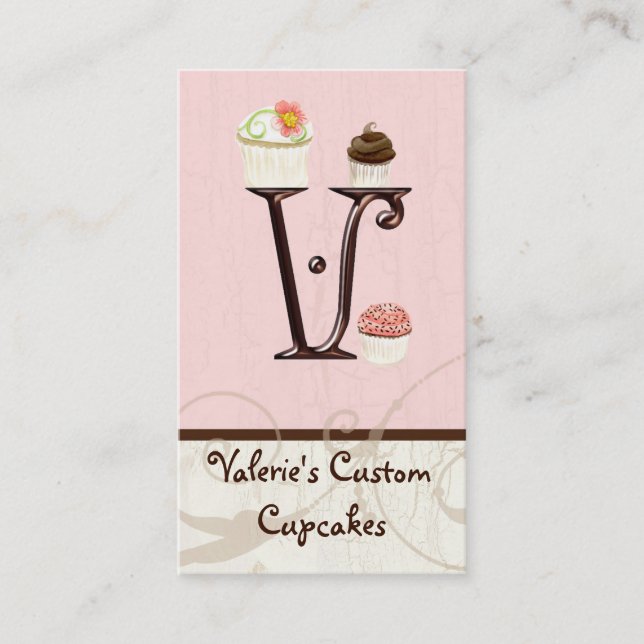 Letter V Monogram Dessert Bakery Business Cards (Front)